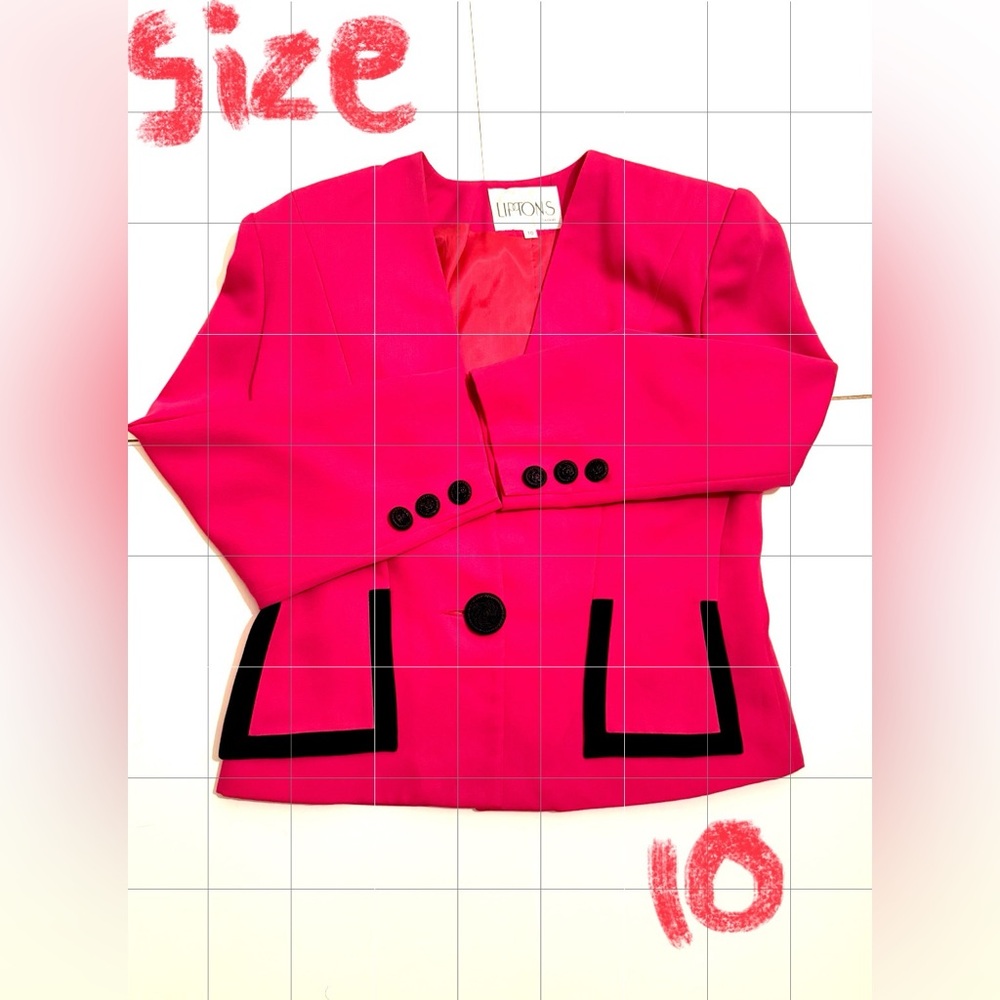 Vibrant Pink Blazer with Black Details